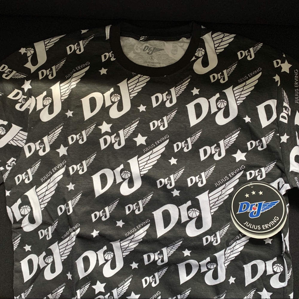 Dr. J Tee in Black & White with Tags